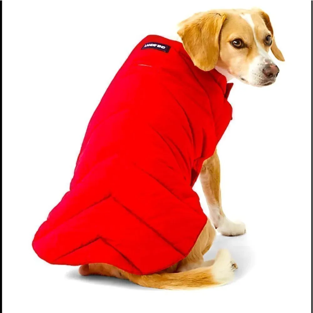 New Land’s End dog Vest adjustable Velcro poly water resistant Puffer vest Navy